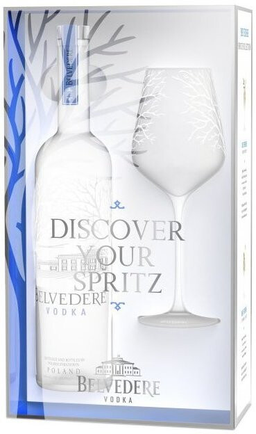 Vodka Belvedere, gift box with glass, 700 ml Belvedere, gift box
