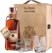 Four Roses Single Barrel, wooden box with 2 glasses, 0.7 л