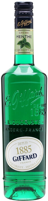 На фото изображение Giffard, Creme de Menthe, 0.7 L (Жиффар, Крем де Мята (зеленая) объемом 0.7 литра)