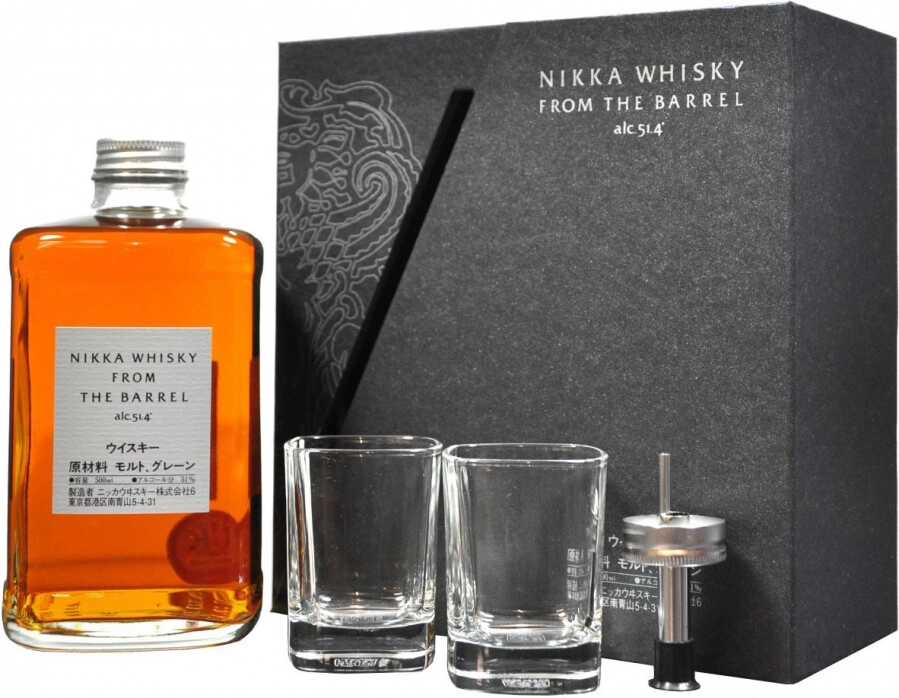Whisky Nikka From The Barrel, gift set with 2 glasses & poure, 500