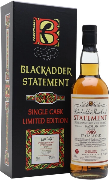 MACALLAN 1989 27年 ブラックアダー ステートメント 700ml Виски Blackadder, «Raw Cask Statement» Macallan 27 Years Old