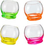 Crystalex, Crazy Water Glass, Neon, Set of 4 pcs, 390 мл