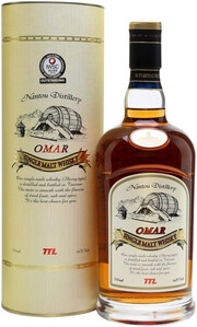 Суреттегі сурет Nantou Distillery, Omar Single Malt (Sherry Type), in tube, 0.7 L