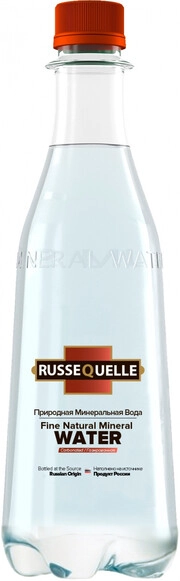 На фото изображение РуссКвелле газированная, в пластиковой бутылке, объемом 0.4 литра (RusseQuelle Sparkling, PET 0.4 L)