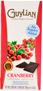 Guylian, Dark Chocolate with Cranberries, No Sugar, 100 g