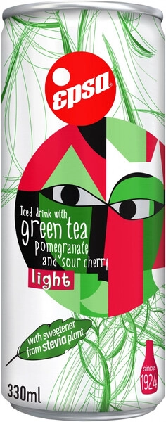 Сок "Epsa" Iced Green Tea with Pomegranate and Sour Cherry, in can, 0. ...