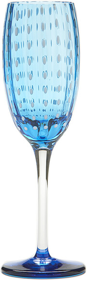 На фото изображение Zafferano Sparking wine glass “Perle” Acqua Marina, 0.22 L (Дзафферано бокал для шампанского «Перле» Аквамарин объемом 0.22 литра)