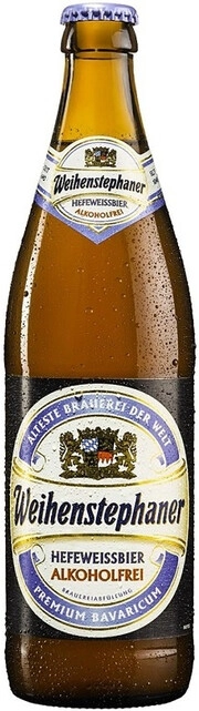 На фото изображение Weihenstephaner Hefeweissbier Alkoholfrei, 0.5 L (Вайнштефанер Хефевайссбир безалкогольное объемом 0.5 литра)