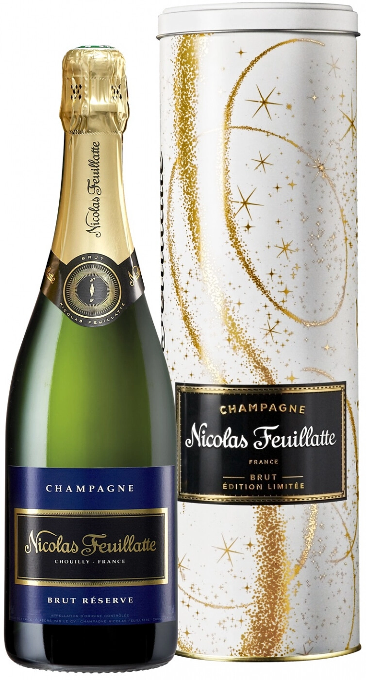 Champagne Nicolas Feuillatte, Brut Reserve, in metall tube, 750 ml Nicolas  Feuillatte, Brut Reserve, in metall tube – price, reviews