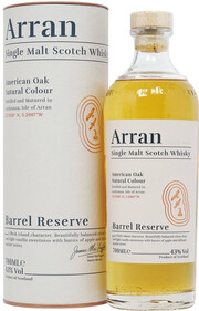 На фото изображение Arran Barrel Reserve, in tube, 0.7 L (Арран Баррел Резерв, в тубе в бутылках объемом 0.7 литра)
