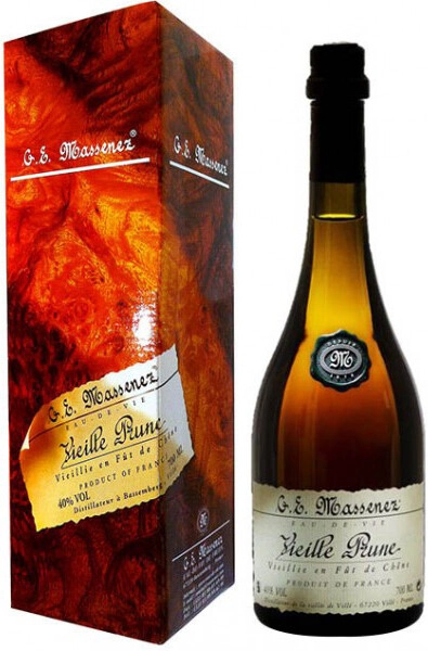 Бренди Massenez, Eau de vie Vieille Prune, в подарочной коробке