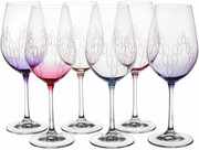 Crystalex, Viola Red Wine Glass, Multicolour, set of 6 pcs, 0.45 л