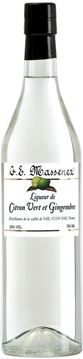На фото изображение Massenez, Liqueur Citron Vert et Gingembre, 0.7 L (Массенез, Ликер Лимон Зеленый с Имбирём объемом 0.7 литра)