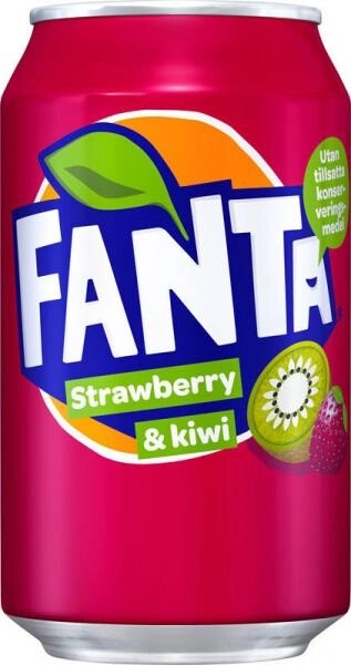 Bottled water Fanta Strawberry & Kiwi (Denmark), in can, 330 ml