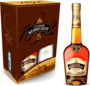 Old Kenigsberg 5 Years Old, gift box with glass, 0.7 L
