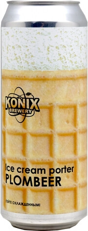 На фото изображение Konix Brewery, Ice Cream Porter Plombeer, in can, 0.45 L (Коникс, Айс Крим Портер Пломбир, в жестяной банке объемом 0.45 литра)