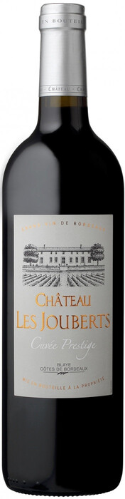 На фото изображение Chateau Les Jouberts Cuvee Prestige, Blaye Cotes de Bordeaux AOC, 2016, 0.75 L (Шато Ле Жубер Кюве Престиж, 2016 объемом 0.75 литра)