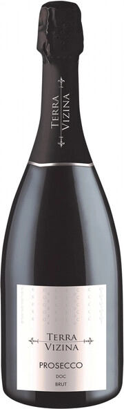 На фото изображение Terra Vizina Prosecco DOC Brut Millesimato, 2019, 0.75 L (Терра Вицина Просекко Брют Миллезимато, 2019 объемом 0.75 литра)
