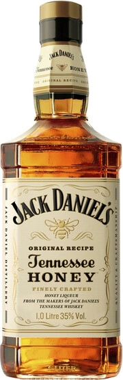 На фото изображение Jack Daniels Tennessee Honey, 1 L (Джек Дэниэлс Теннесси Хани в бутылках объемом 1 литр)