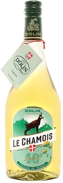 bottle of Dolin Genepy des Alpes, an herbal alpine liquer