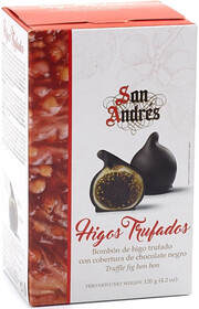 На фото изображение На фото изображение San Andres Figs in Chocolate, 120 г (Сан Андрес Инжир в темном шоколаде весом 120 грамм)
