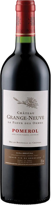 На фото изображение Chateau Grange-Neuve, La Fleur des Ormes, Pomerol AOC, 2018, 0.75 L (Шато Гранж-Нев, Ля Флёр дэз Орм, 2018 объемом 0.75 литра)