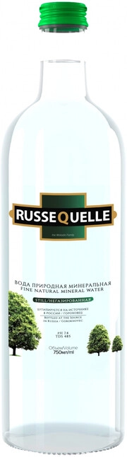 На фото изображение РуссКвелле, в стеклянной бутылке, объемом 0.75 литра (RusseQuelle, Glass 0.75 L)