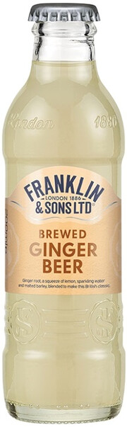 На фото изображение Franklin & Sons, Brewed Ginger Beer, 0.2 L (Франклин & Санс, Брюд Джинджер Бир объемом 0.2 литра)