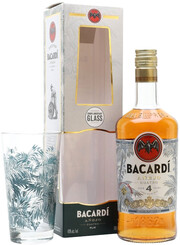 Bacardi Anejo Cuatro, gift box with glass, 0.7 л