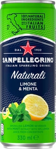 Минеральная вода S. Pellegrino Limone & Menta, in can, 0.33 л