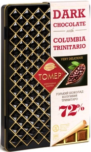 Шоколад Tomer, Dark Chocolate Columbia Trinitario, metal case, 90 г