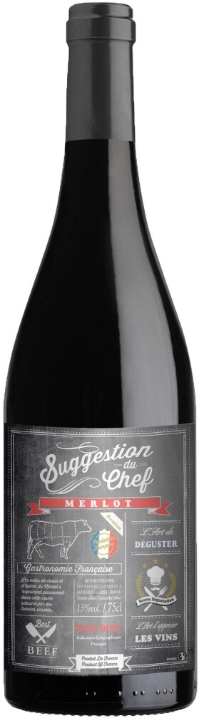 Suggestion Pays Chef d\'Oc IGP IGP, price, du Chef 750 du Suggestion Merlot, Pays – ml d\'Oc reviews Merlot, Wine