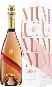 На фото изображение Mumm, Grand Cordon Brut Rose, Champagne AOC, gift box, 0.75 L (Мумм, Гран Кордон Брют Розе, в подарочной коробке объемом 0.75 литра)