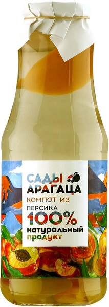 Сок "Gardens of Arargats" Peach Compote, в стеклянной бутылке, 1 л ...