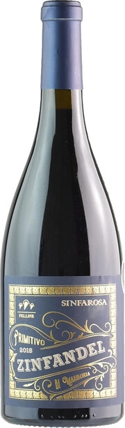 На фото изображение Racemi, Sinfarosa Zinfandel, Primitivo di Manduria DOC, 2018, 0.75 L (Синфароза Зинфандель, 2018 объемом 0.75 литра)