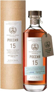 Kizlyar cognac distillery, Rossiya 15 Years Old with muzzle, in tube, 0.5 L