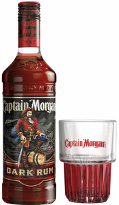 Captain Morgan Dark, with glass, 0.7 L