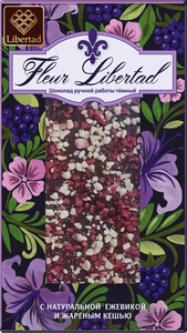 Libertad, Fleur de Lys Dark Chocolate with Blackberry and Cashew, 80 g