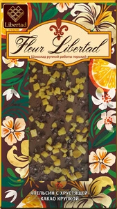 Libertad, Fleur de Lys Dark Chocolate with Orange and Crispy Cocoa Groats, 80 g
