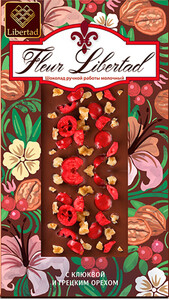 Шоколад Libertad, Fleur de Lys Milk Chocolate with Cranberry and Walnut, 80 г