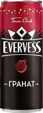 На фото изображение Evervess Pomegranate, in can, 0.33 L (Эвервесс Гранат, в жестяной банке объемом 0.33 литра)