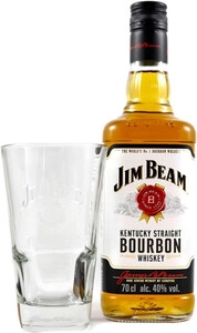 Jim Beam with glass, 1 л