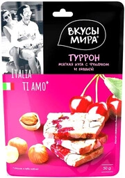 Vkusy Mira, Turron Hazelnut and Cherry, 50 g