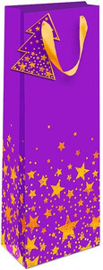 Bag for 1 bottle of wine, Purple with Stars