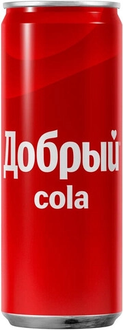 In the photo image Dobryj Cola, in can, 0.33 L