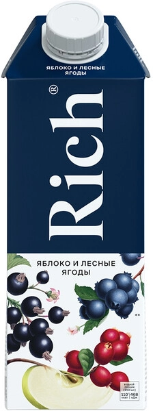 Сок "Rich" Apple and Wild Berries, Tetra Pak, 0.75 л — купить сок "Рич ...