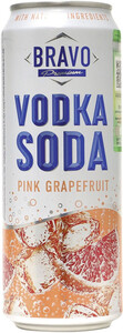 Браво Водка с содовой и розовым грейпфрутом, коктейль, в жестяной банке, 0.45 л