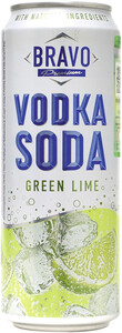 Браво Водка с содовой и зеленым лаймом, коктейль, в жестяной банке, 0.45 л