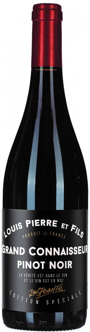 На фото изображение Louis Pierre et Fils, Grand Connaisseur Pinot Noir, 2021, 0.75 L (Луи Пьерр э Фис, Гран Конисор Пино Нуар, 2021 объемом 0.75 литра)