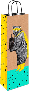 Bag for 1 bottle of wine, Bear (Craft)